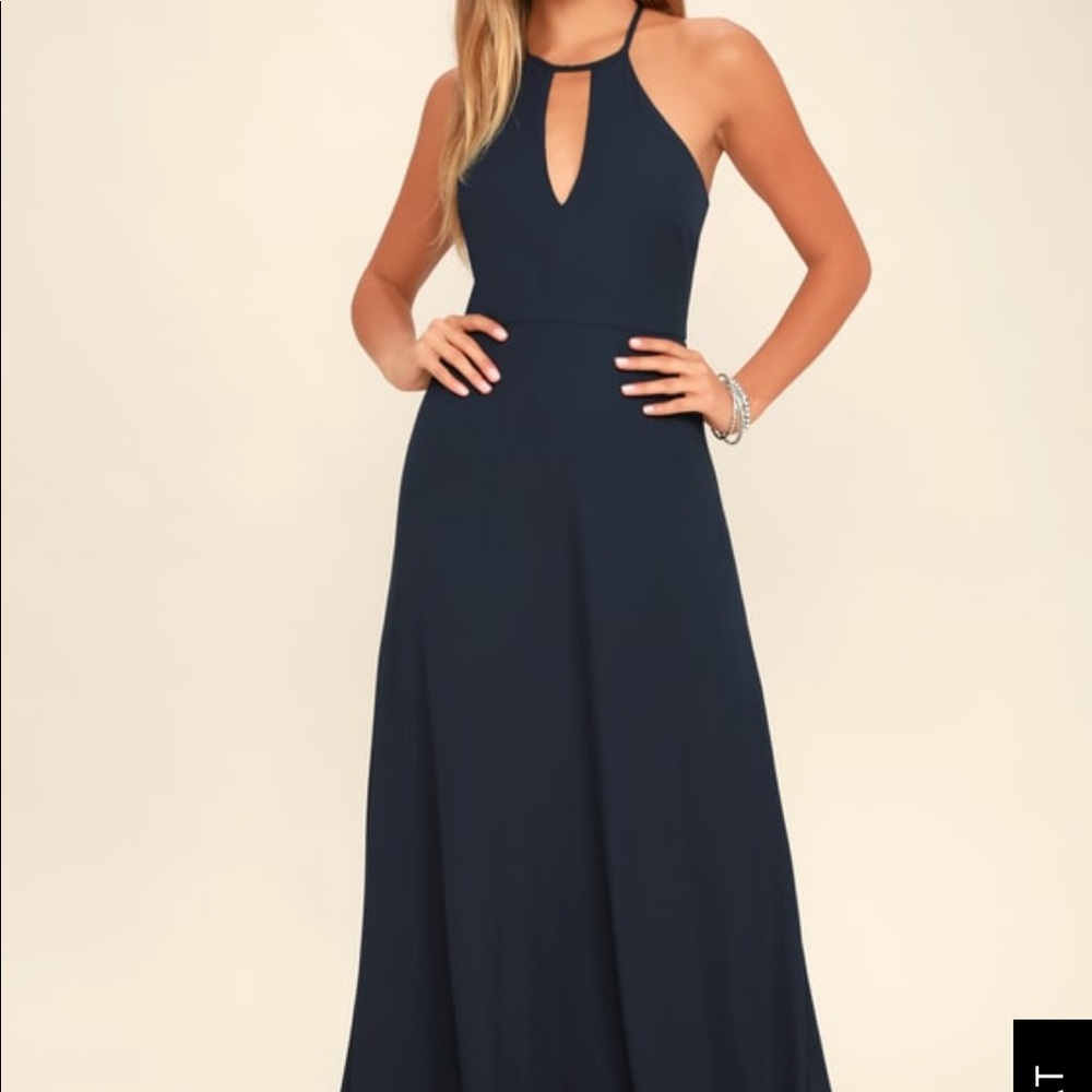 Lulus Beauty and Grace Navy Blue Maxi Dress